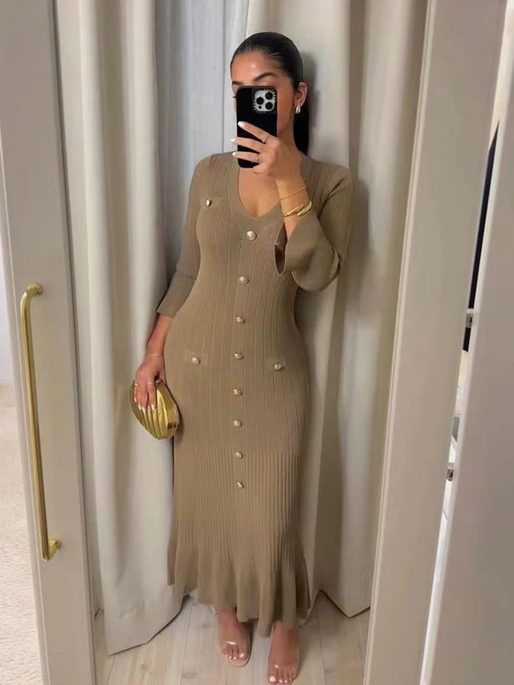 Vintage Knit Long Dress